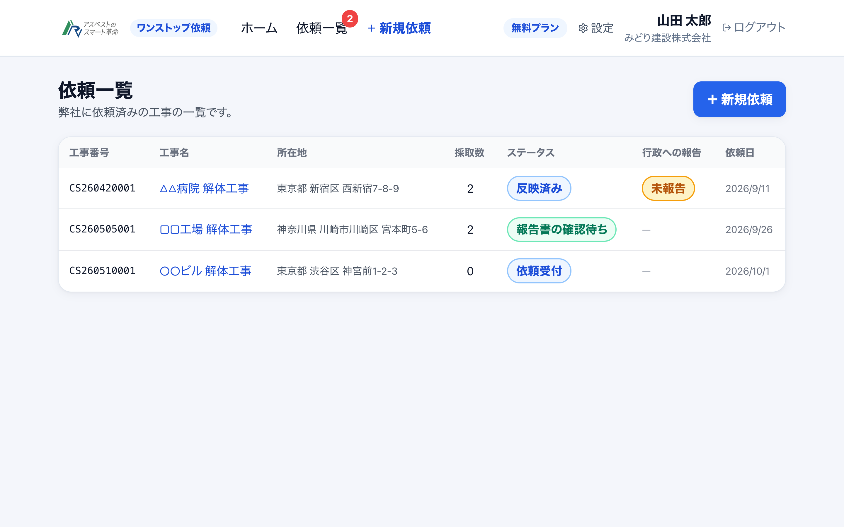 依頼一覧